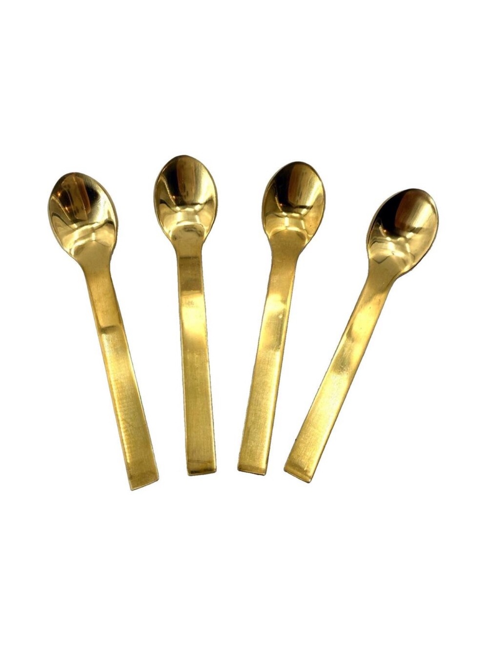 4 PC Gold Tone Demitasse Espresso Mini Small Coffee Spoons 18/8 Stainless 4.5"
